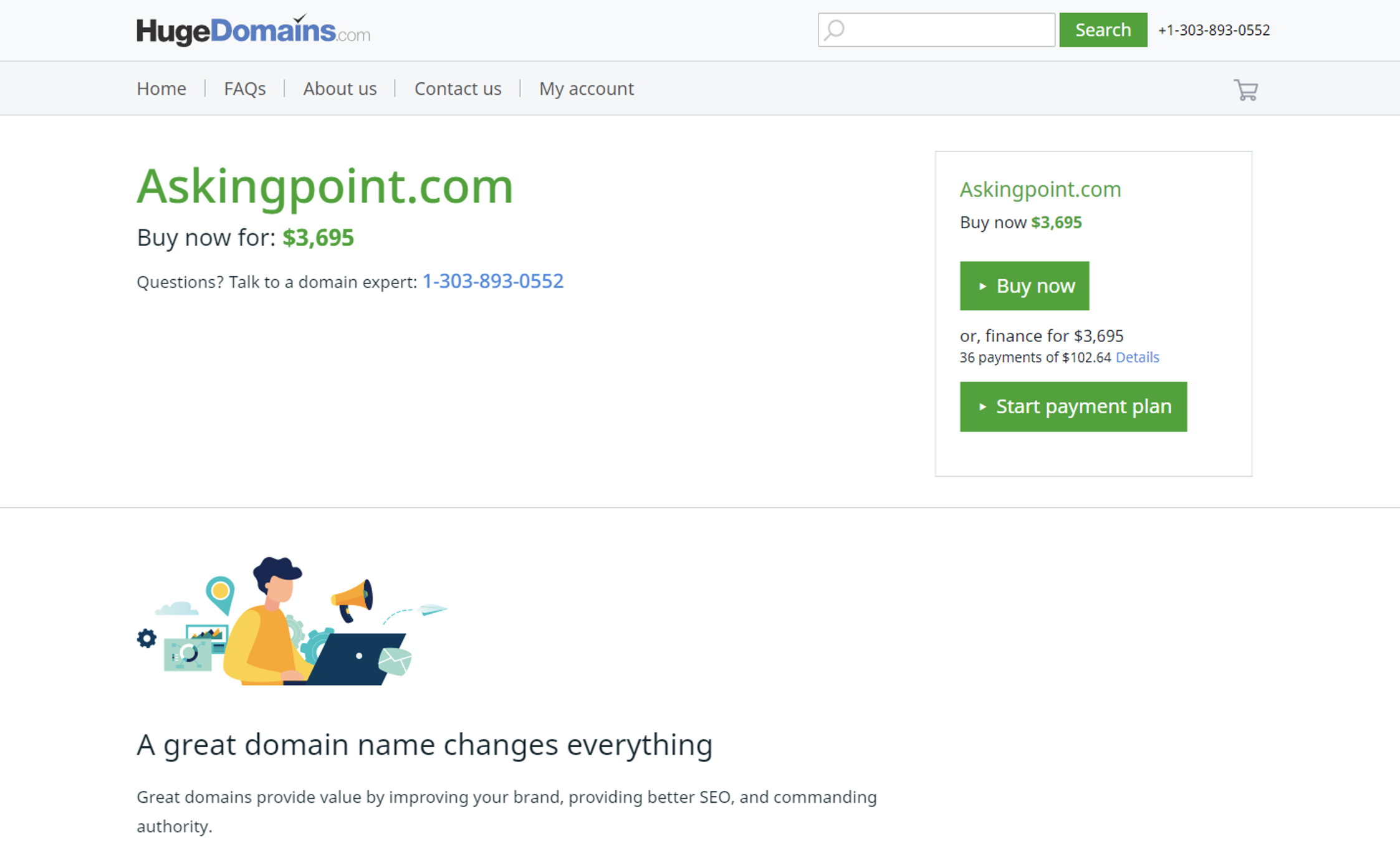 Figure 4: Askingpoint.com Domain available for Sale