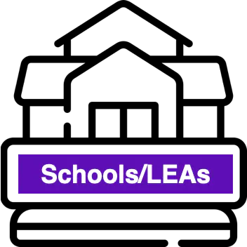 Icon showing a school building with the label Schools/LEAs