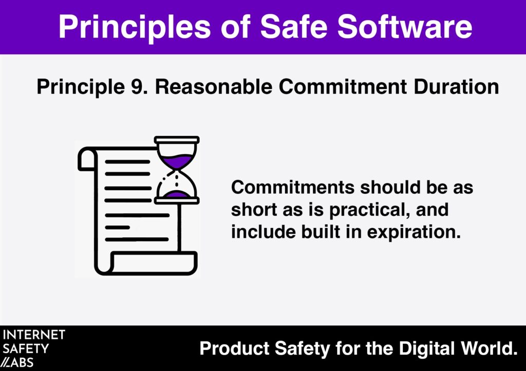 Graphic with "Principle 9- Reasonable Commitment Duration"